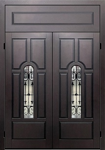 Утепленная шпонированная входная дверь Termo 235613 со стеклопакетом в Москве